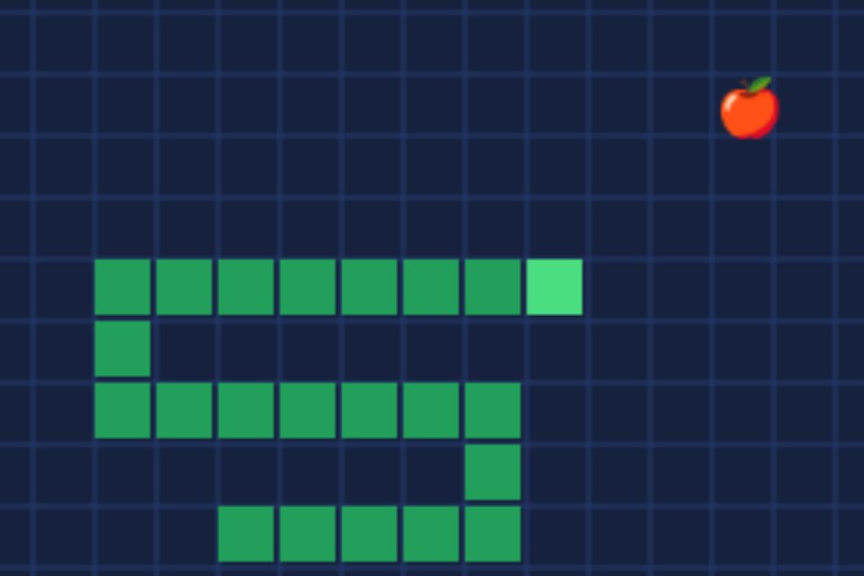Snake : le serpent et la pomme sur le quadrillage
